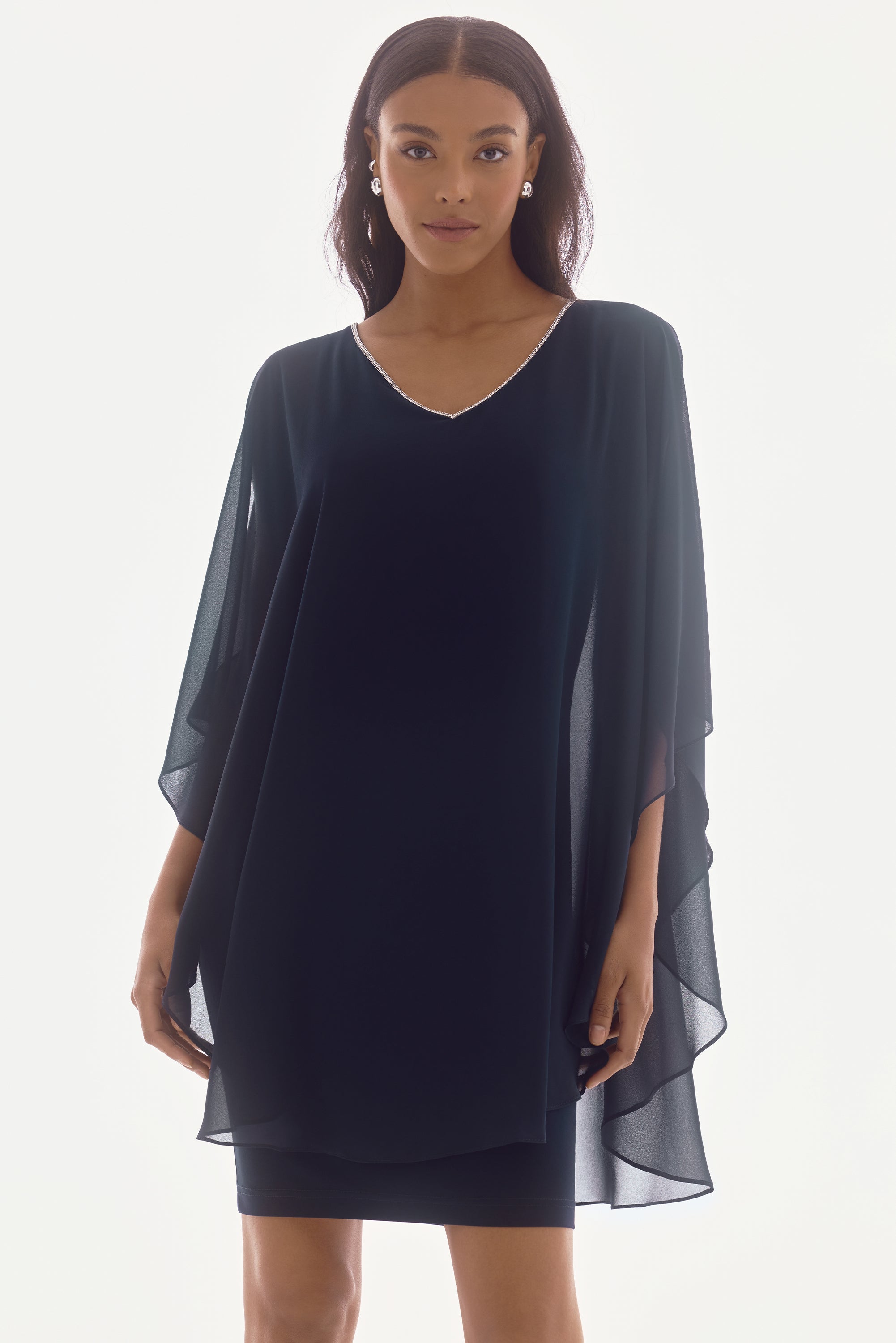 CHIFFON OVERLAY DRESS WITH BLING – Aldila Boutique