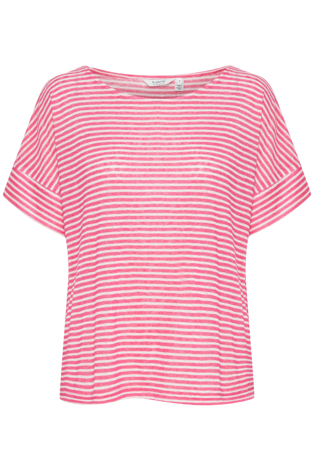 B. Young Summer 2024 Featuring a boat neck design, this top is made from a blend of cotton and other fabrics for a soft feel. The stripe pattern and contrast cuffs add a cute touch to this simple yet attractive piece.