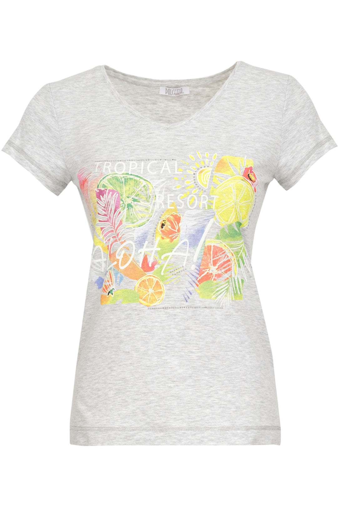 Dolcezza Spring 2024 Made with stretchy knit fabric, this t-shirt offers a lightweight and simple design, perfect for your everyday wardrobe.