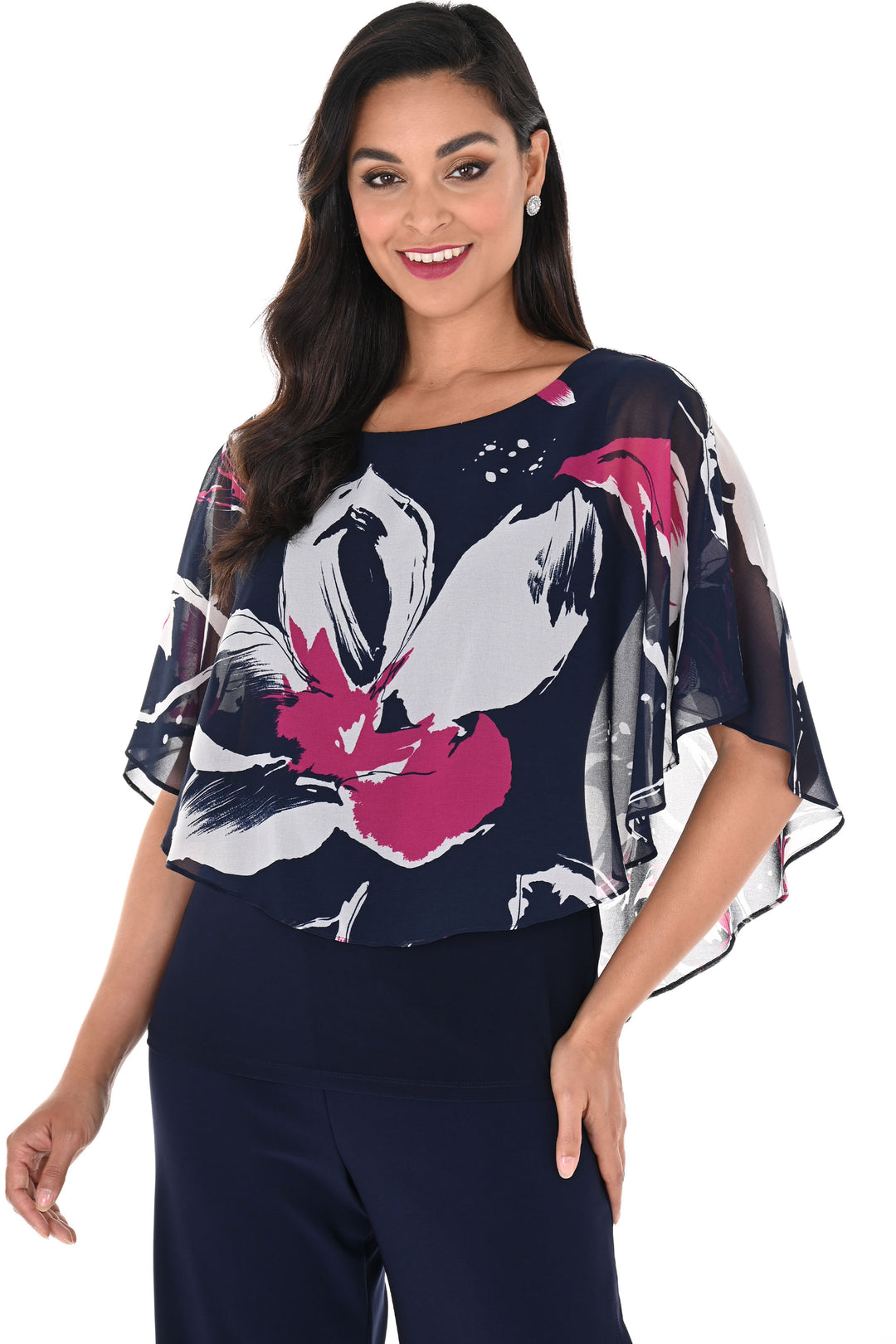 FLORAL CHIFFON OVERLAY TOP
