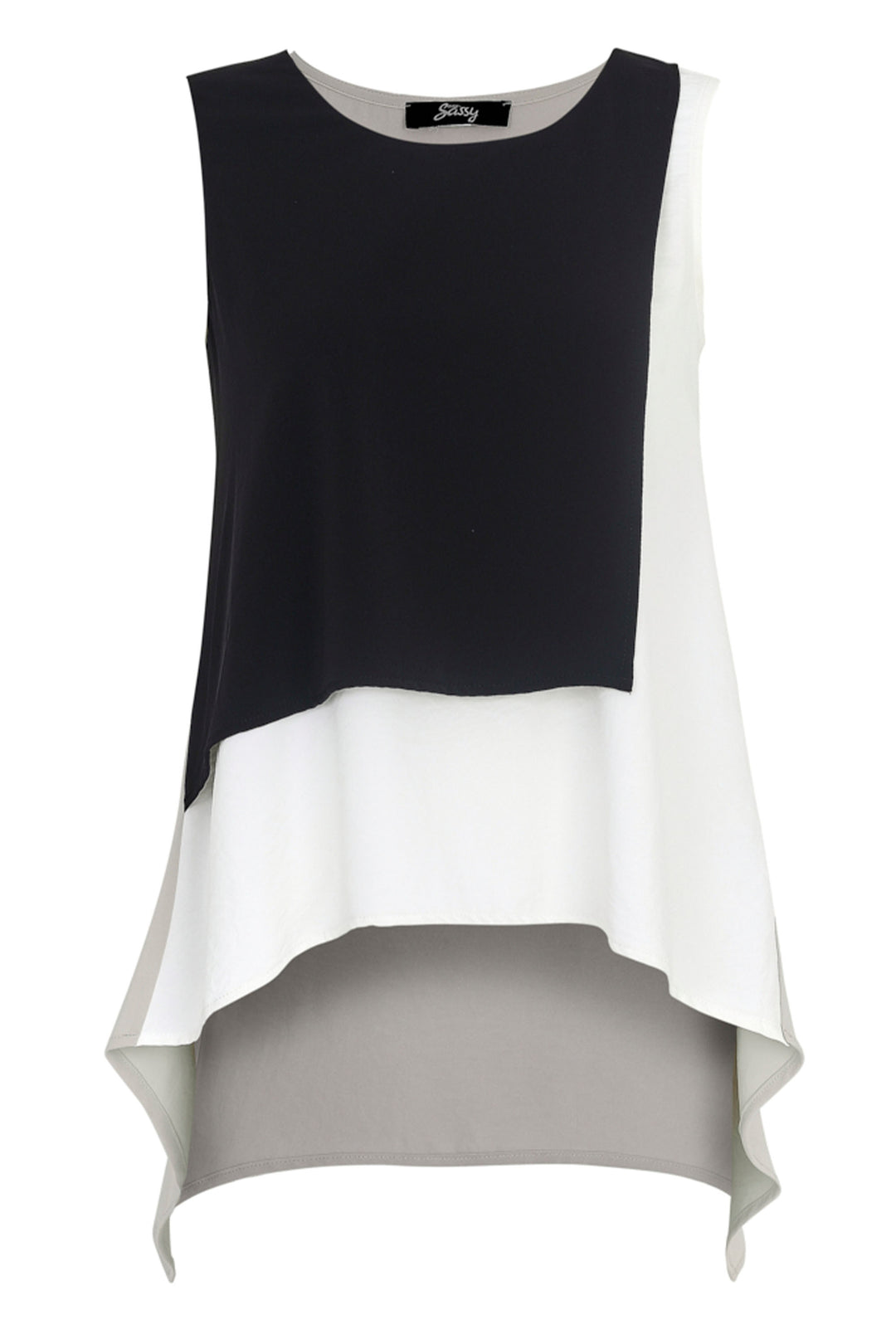 Ever Sassy Summer 2024 a chic and sleek addition to your wardrobe! With its contrast solid colour back and round neck, this top is both stylish and comfortable.