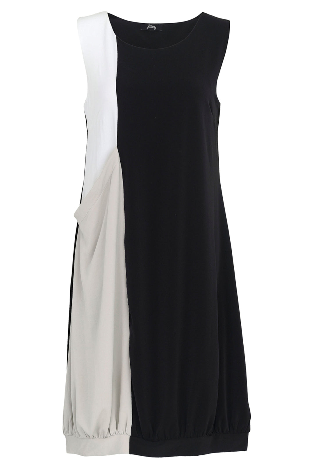 Ever Sassy Spring 2024 rafted from stretchy fabric with a classic roundneck, gathered hemline and a touch of white for some variety, this sleeveless dress is perfect for any summer occasion. 