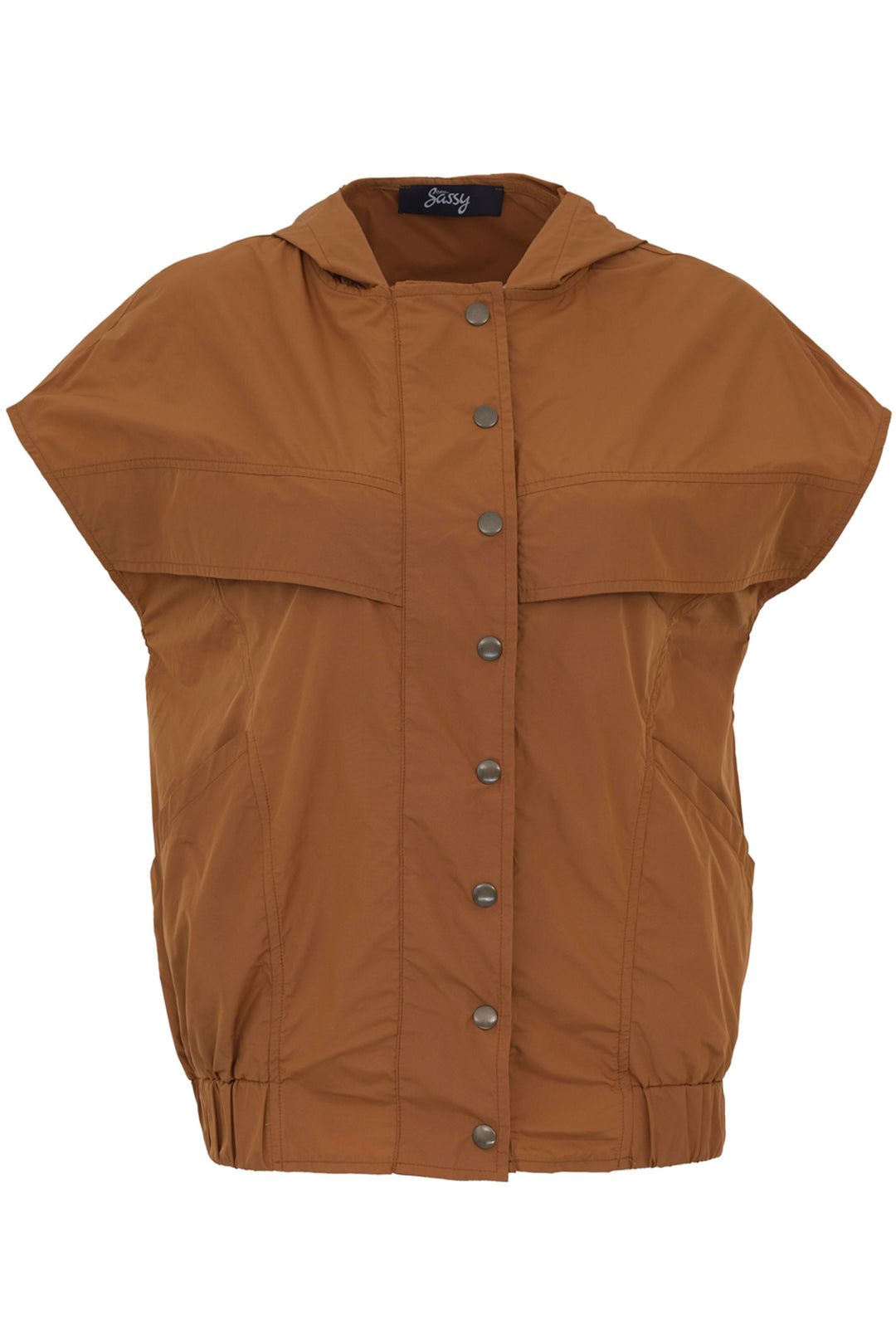 EverSassy Spring 2023 women's casual lightweight short sleeve hoodie vest jacket - front