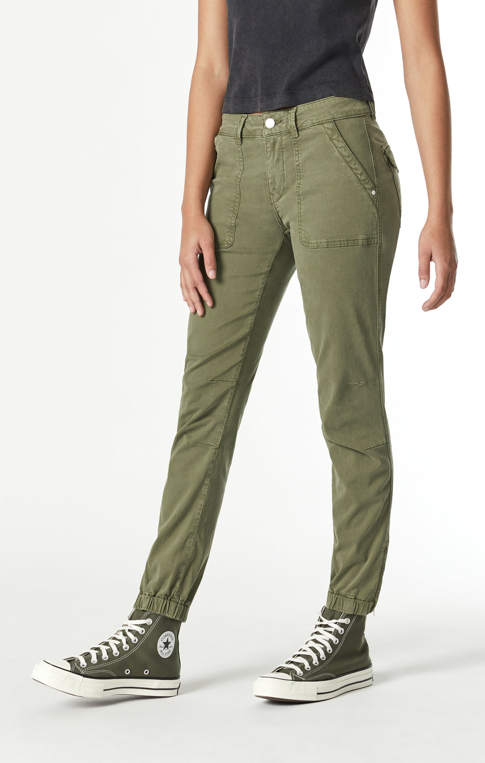 Mavi Jeans Spring 2023 women's casual slim fit cropped green cotton cargo pant - side