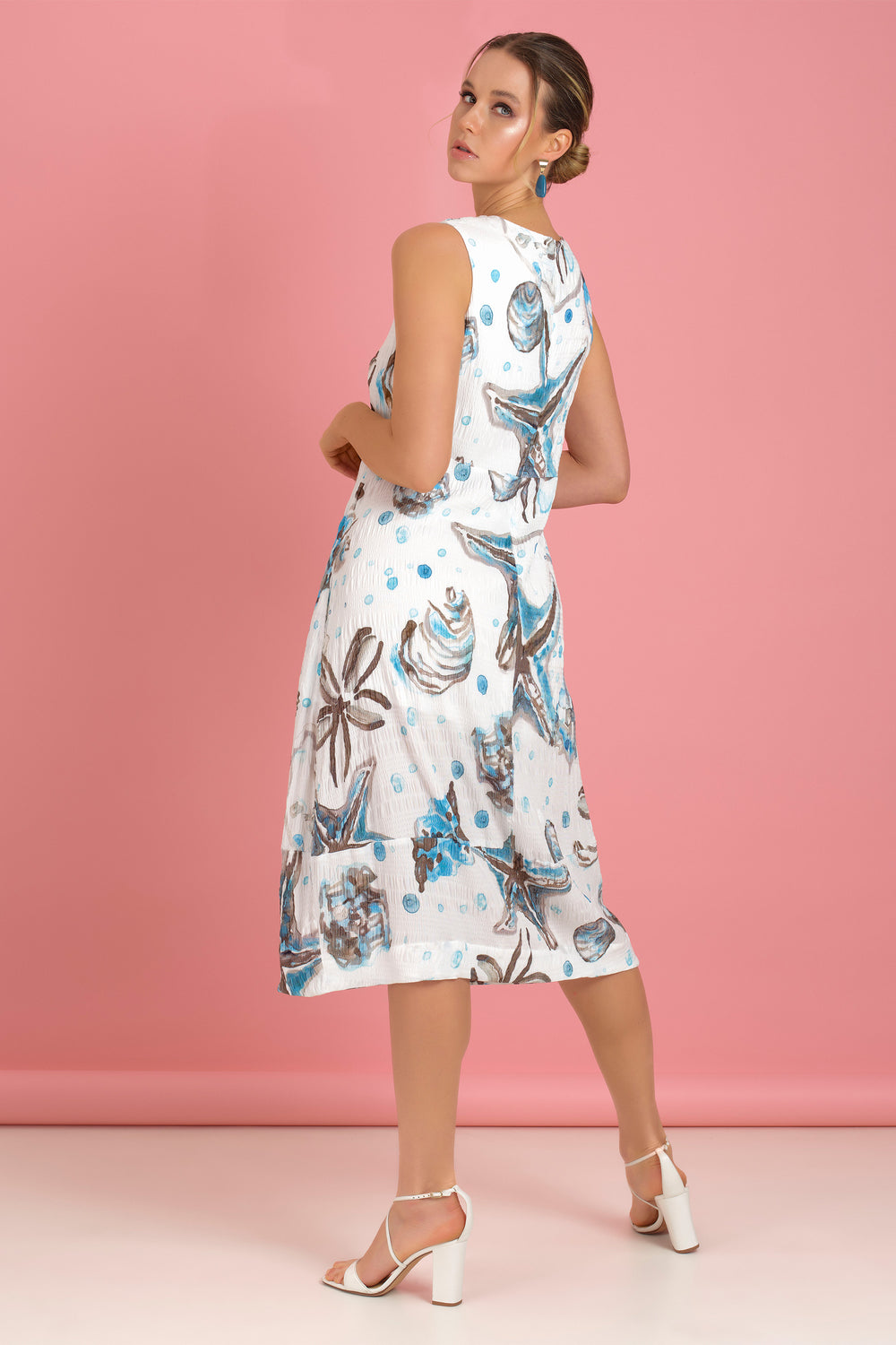 DOLCEZZA SPRING '23 women's casual light crinkle summer sundress - model back