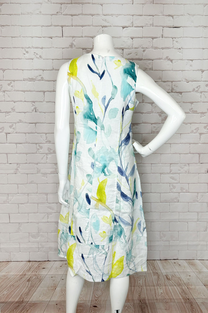 TURQUOISE BLOOM DRESS WITH POCKETS