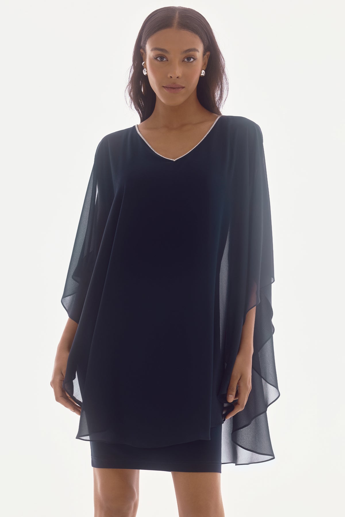 CHIFFON OVERLAY DRESS WITH BLING – Aldila Boutique