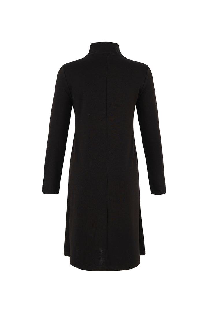 SKETCHING DOTS ZIP MOCK NECK DRESS