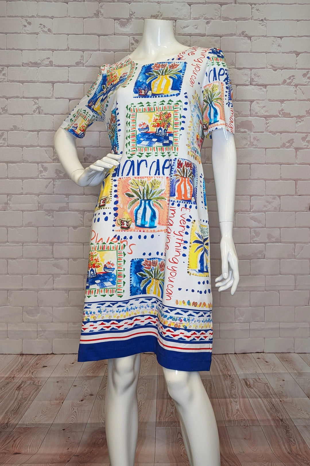 MY HANDMADE GARDEN SS BORDER PRINT DRESS