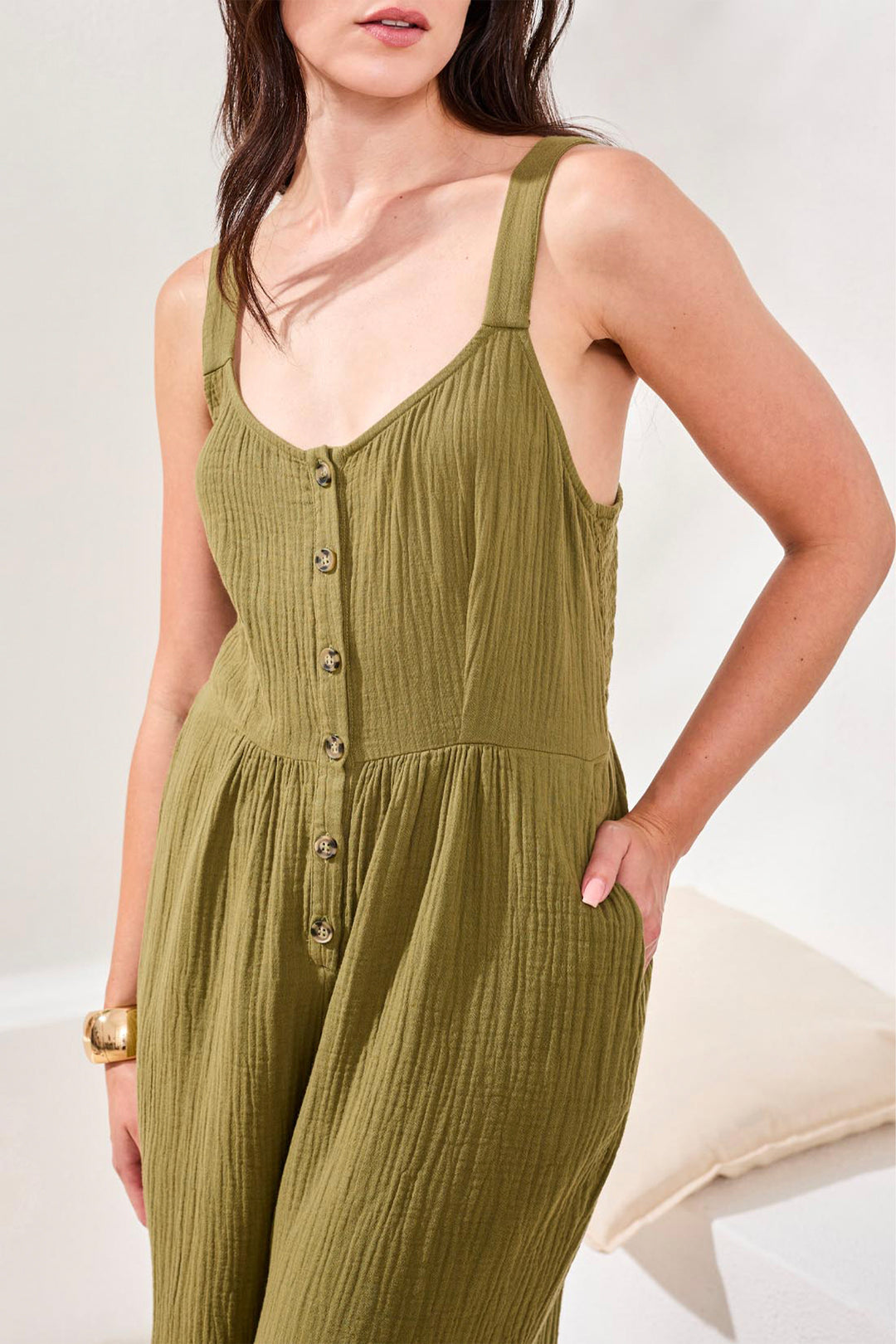 CRINKLE GAUZE JUMPSUIT