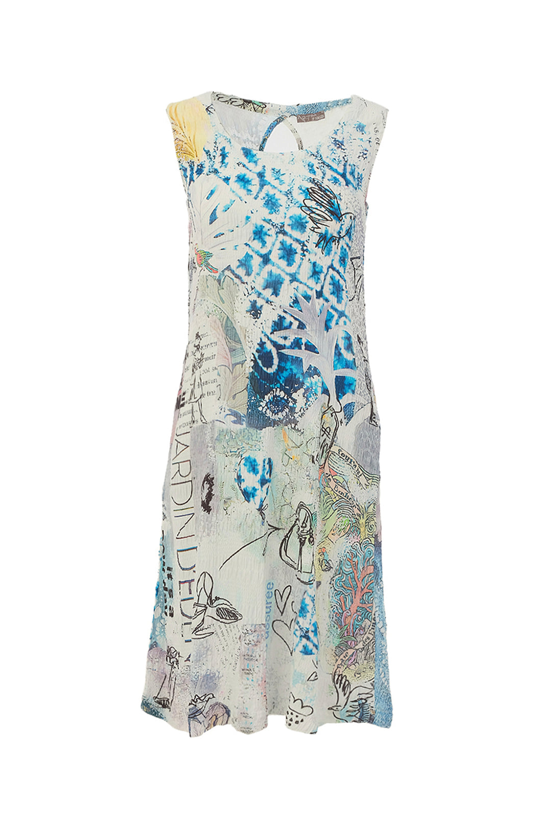 COLLAGE CRINKLE SLEEVELESS DRESS