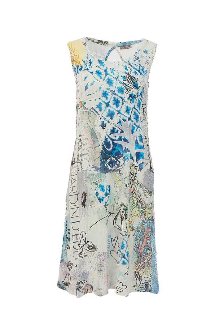COLLAGE CRINKLE SLEEVELESS DRESS