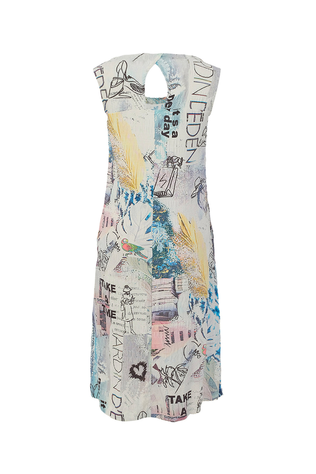 COLLAGE CRINKLE SLEEVELESS DRESS