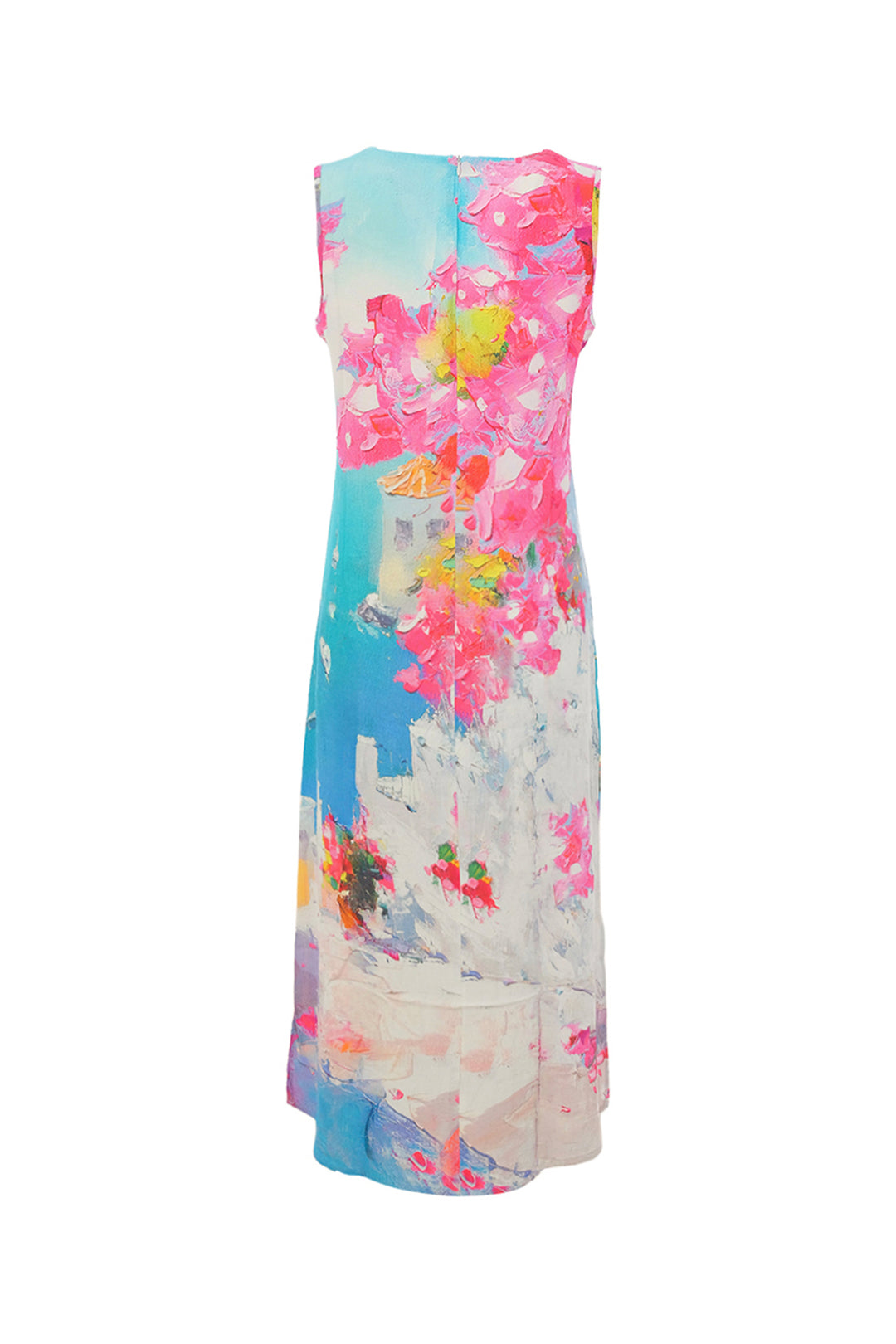 SUMMER IN SANTORINI SLEEVELESS DRESS WITH SIDE SLITS