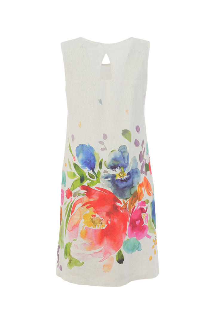 SPRING DELIGHT LINEN SLEEVELESS KEYHOLE BACK DRESS