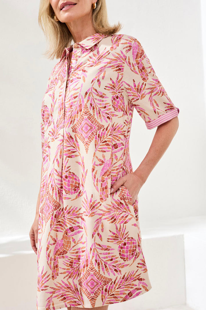 PINEAPPLE PALM DRESS WITH COLLAR