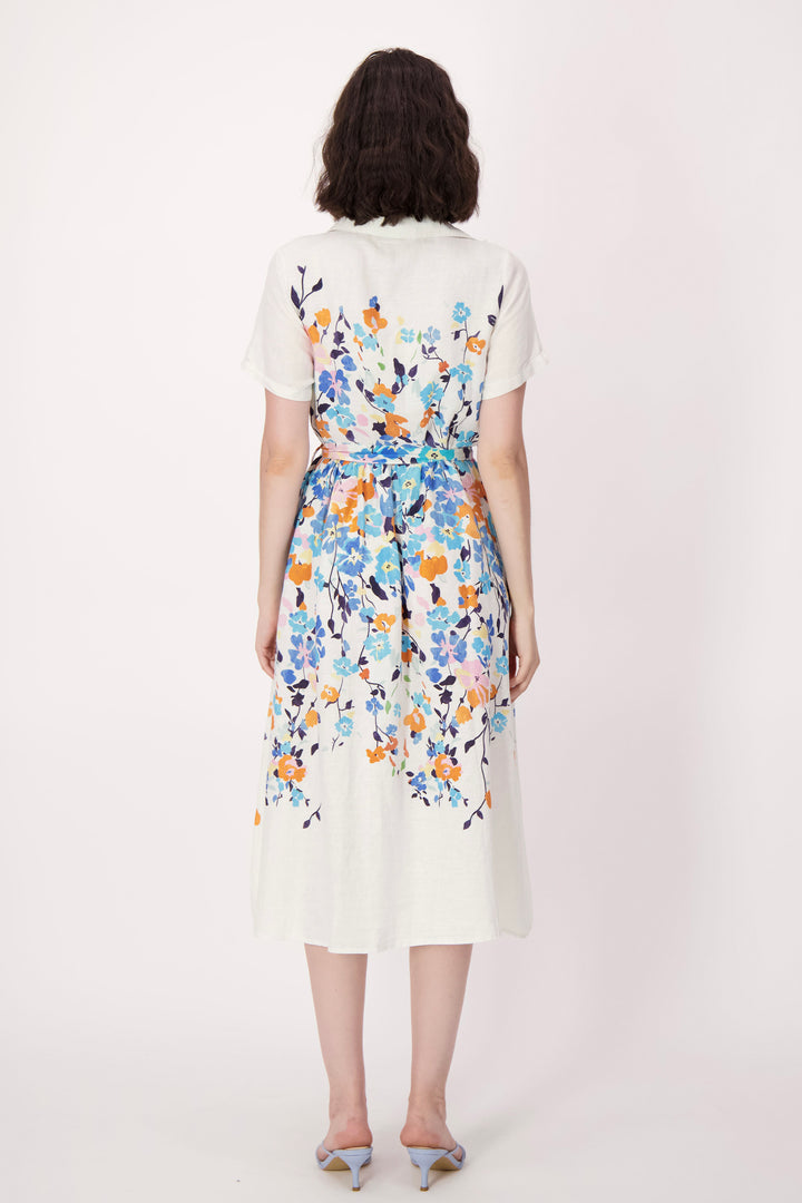 FLORAL CLIMBING FLORAL DRESS WITH TIE BELT