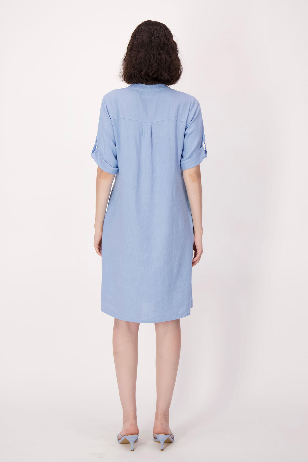 dress blues tab Womens Friends Like These Navy Blue Tab Detail Short Sleeve Midi Tailored Dress US 16