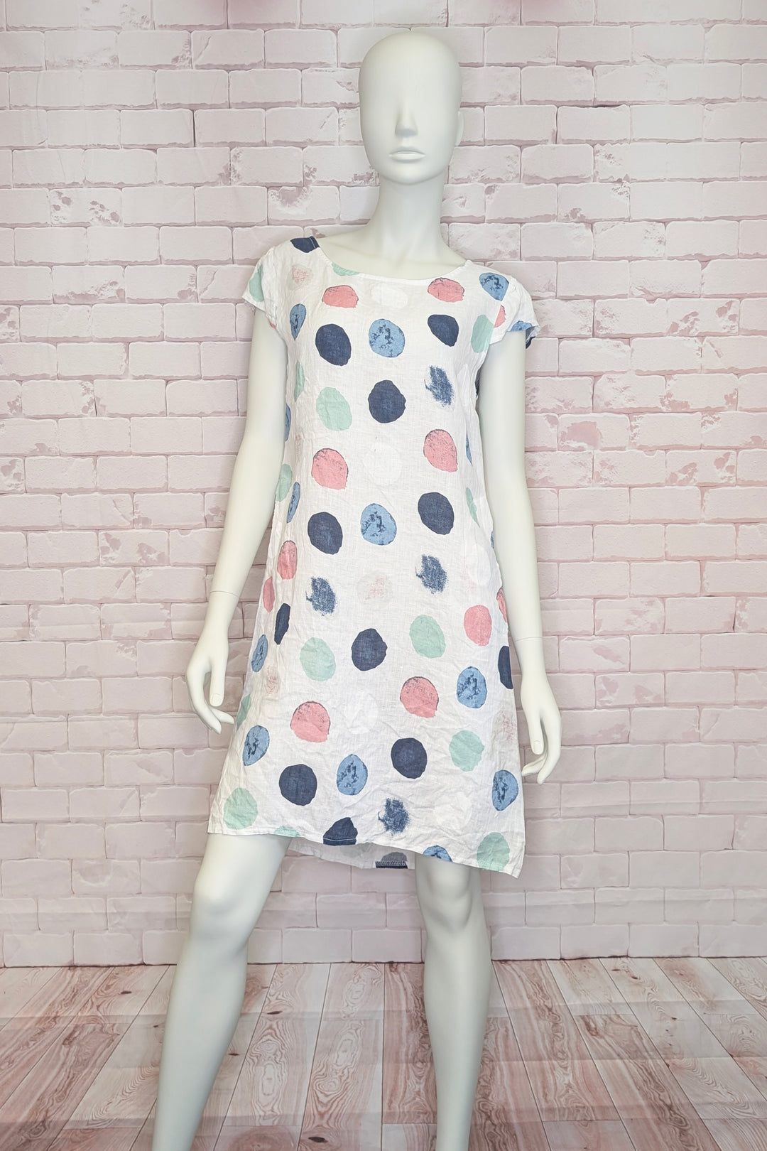 LINEN CAP SLEEVE SHIFT DRESS