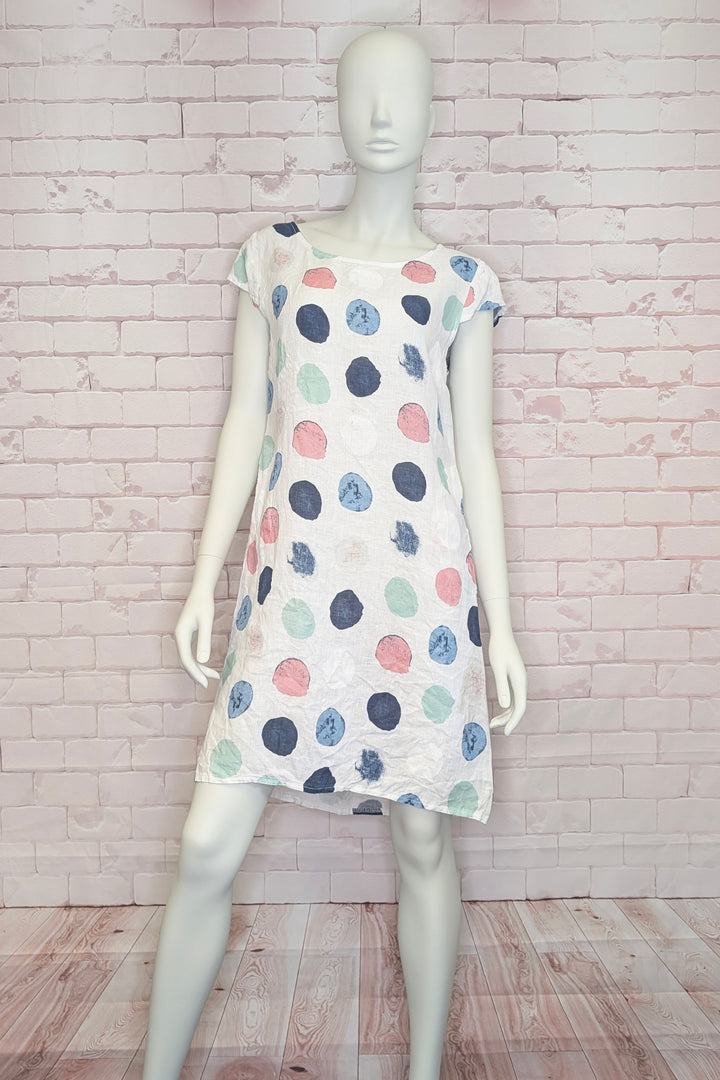 LINEN CAP SLEEVE SHIFT DRESS