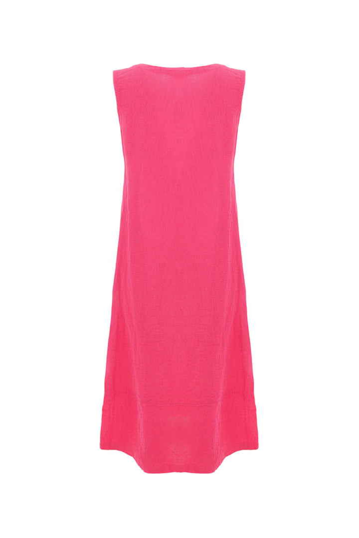 LINEN SLEEVELESS V-NECK DRESS