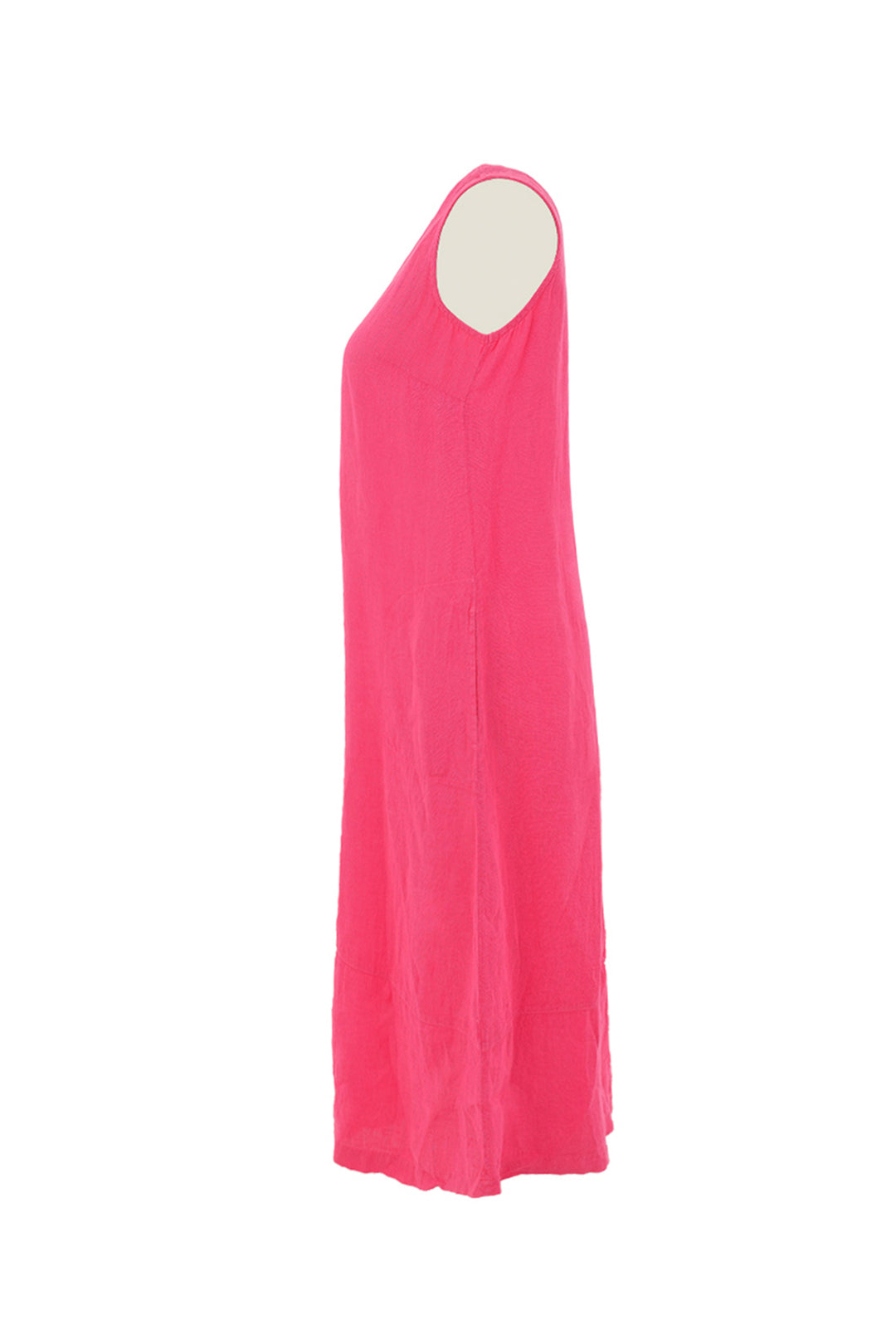 LINEN SLEEVELESS V-NECK DRESS