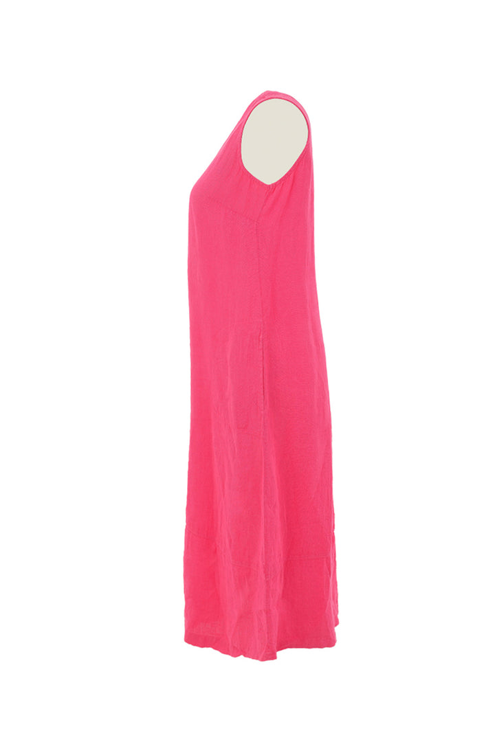 LINEN SLEEVELESS V-NECK DRESS