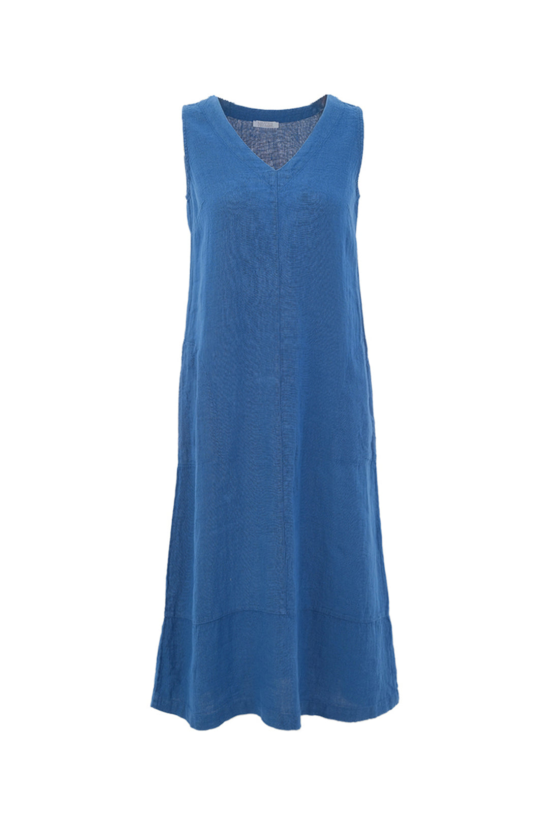 LINEN SLEEVELESS V-NECK DRESS