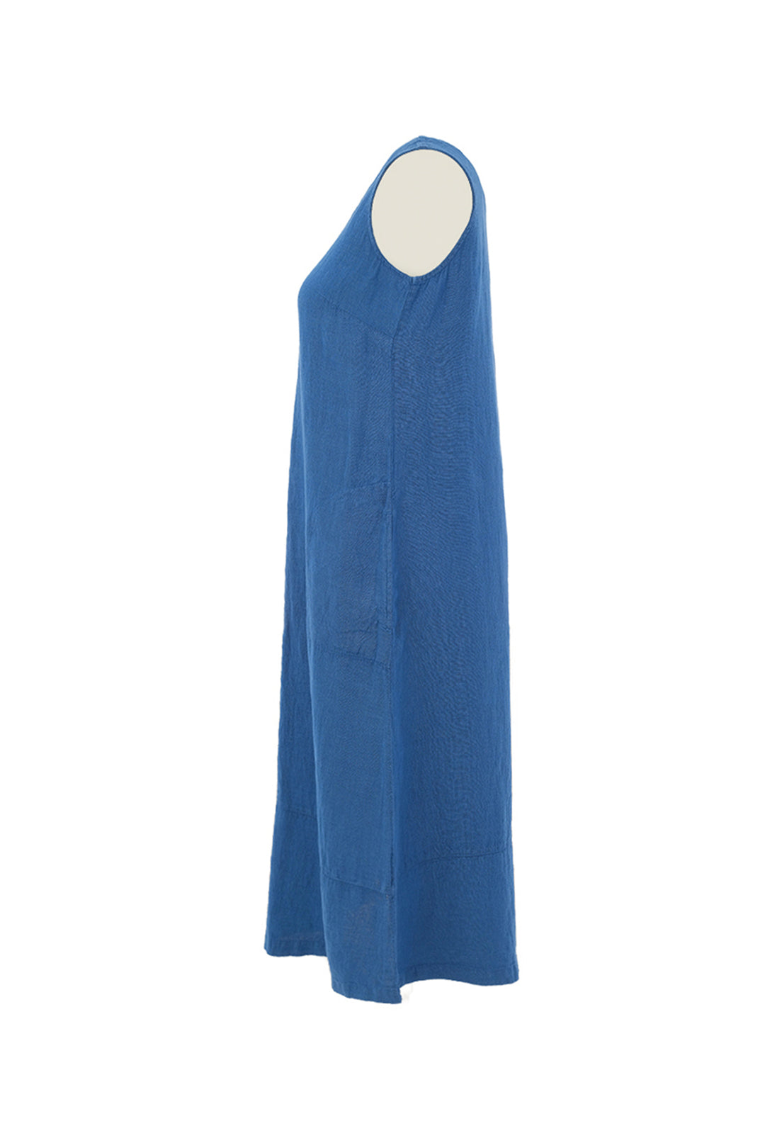 LINEN SLEEVELESS V-NECK DRESS