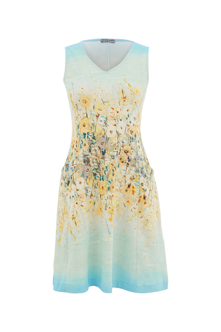 SHORELINE FLOWERS SLEEVELESS FIT & FLARE DRESS