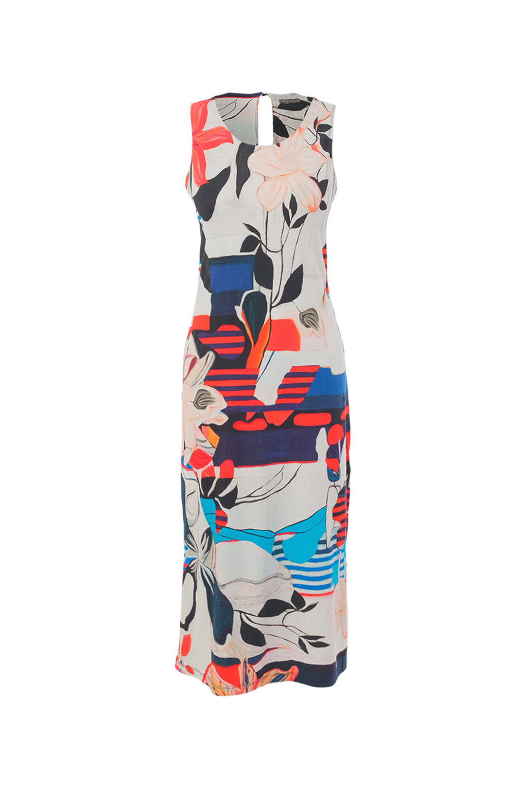 INTERLACED SLEEVELESS KEYHOLE BACK DRESS