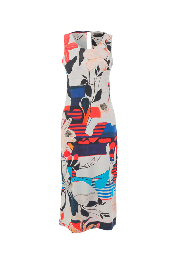 INTERLACED SLEEVELESS KEYHOLE BACK DRESS