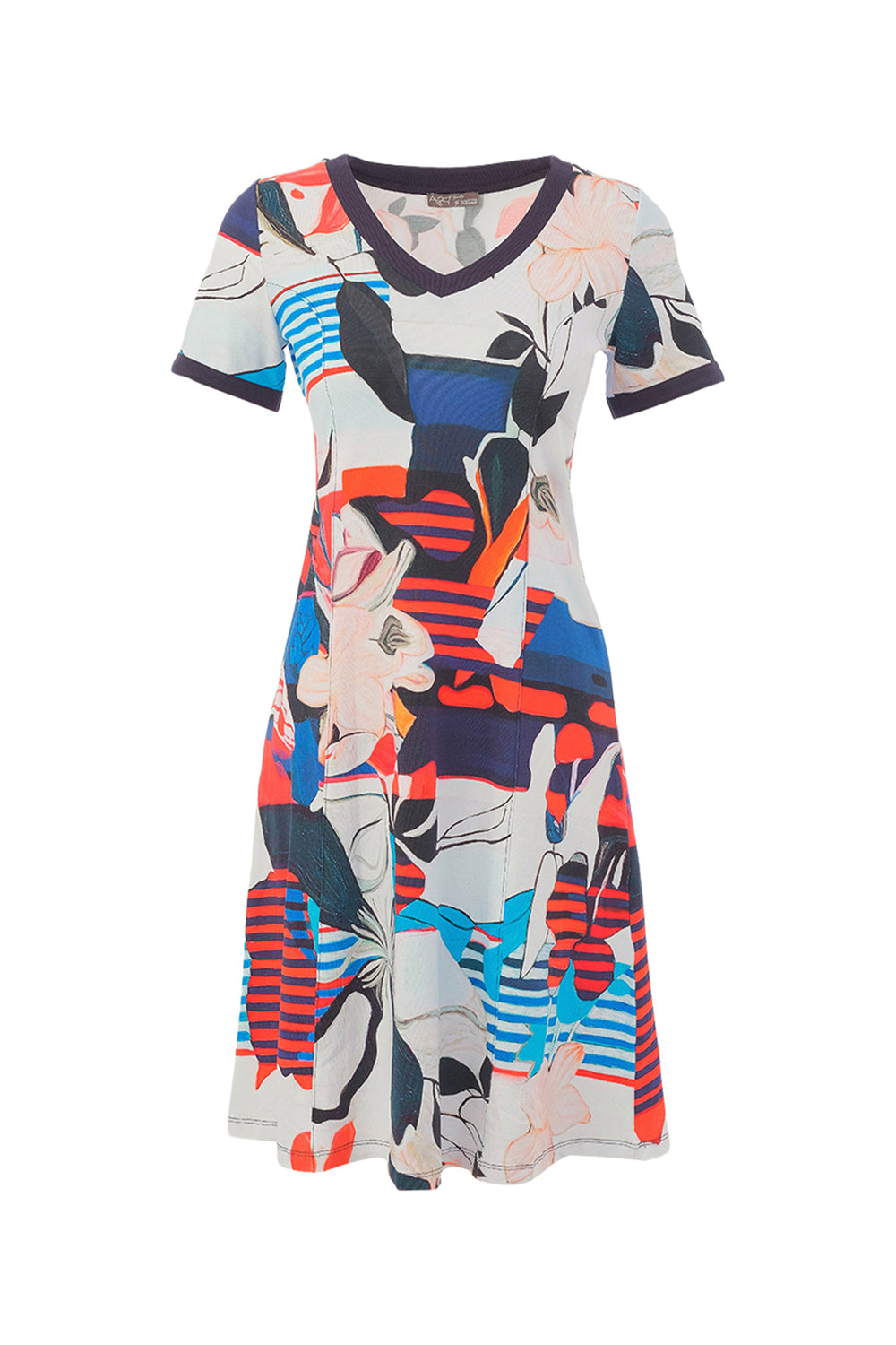Short sleeve v-neck summer dress. 