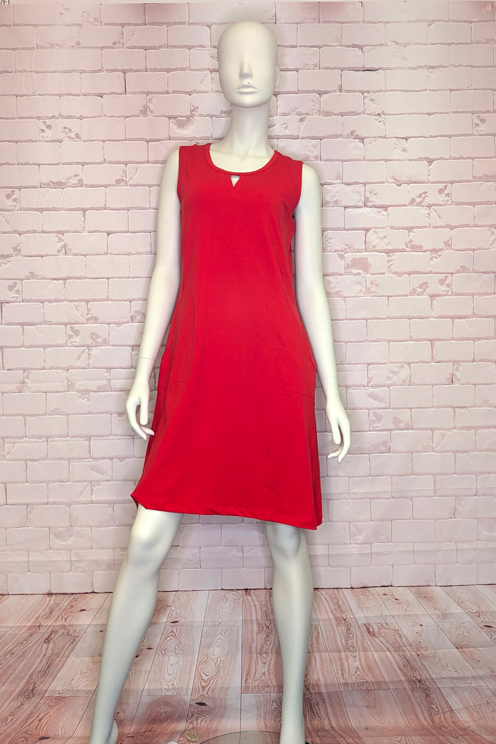 SLEEVELESS KEYHOLE NECK DRESS