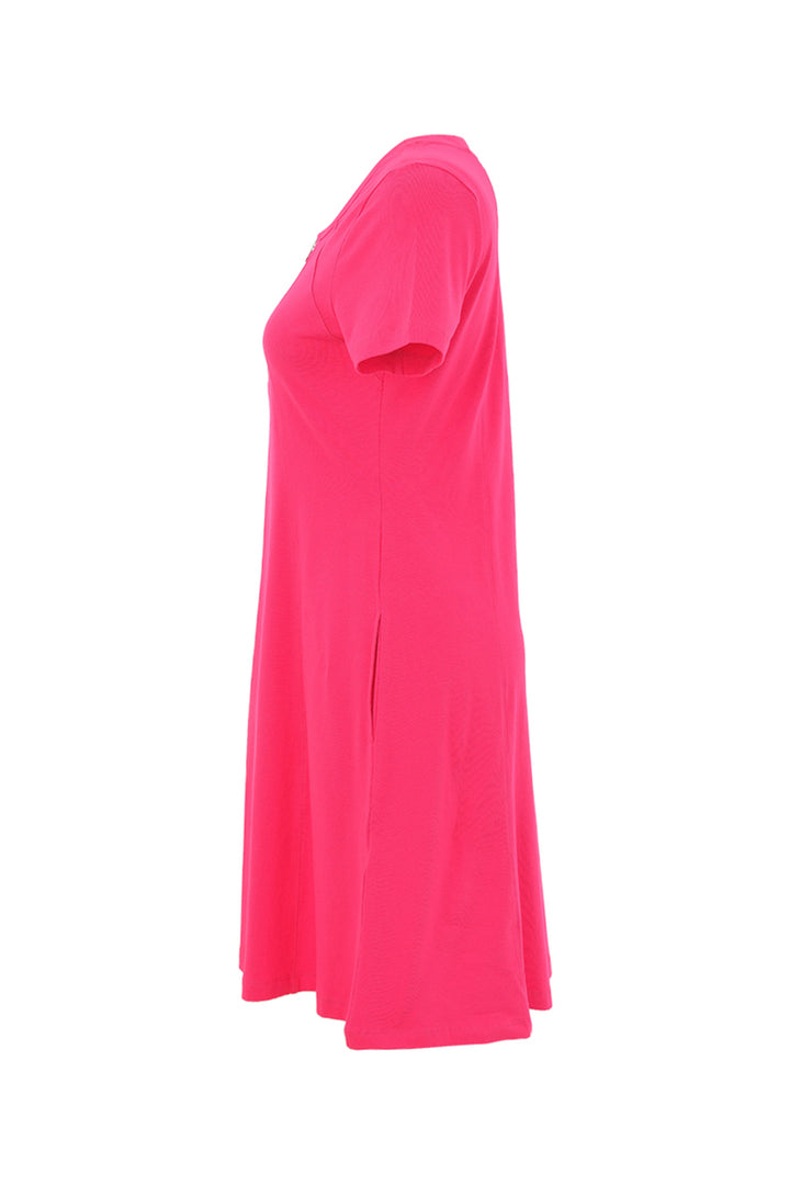SS ZIP NECK FIT &amp; FLARE DRESS