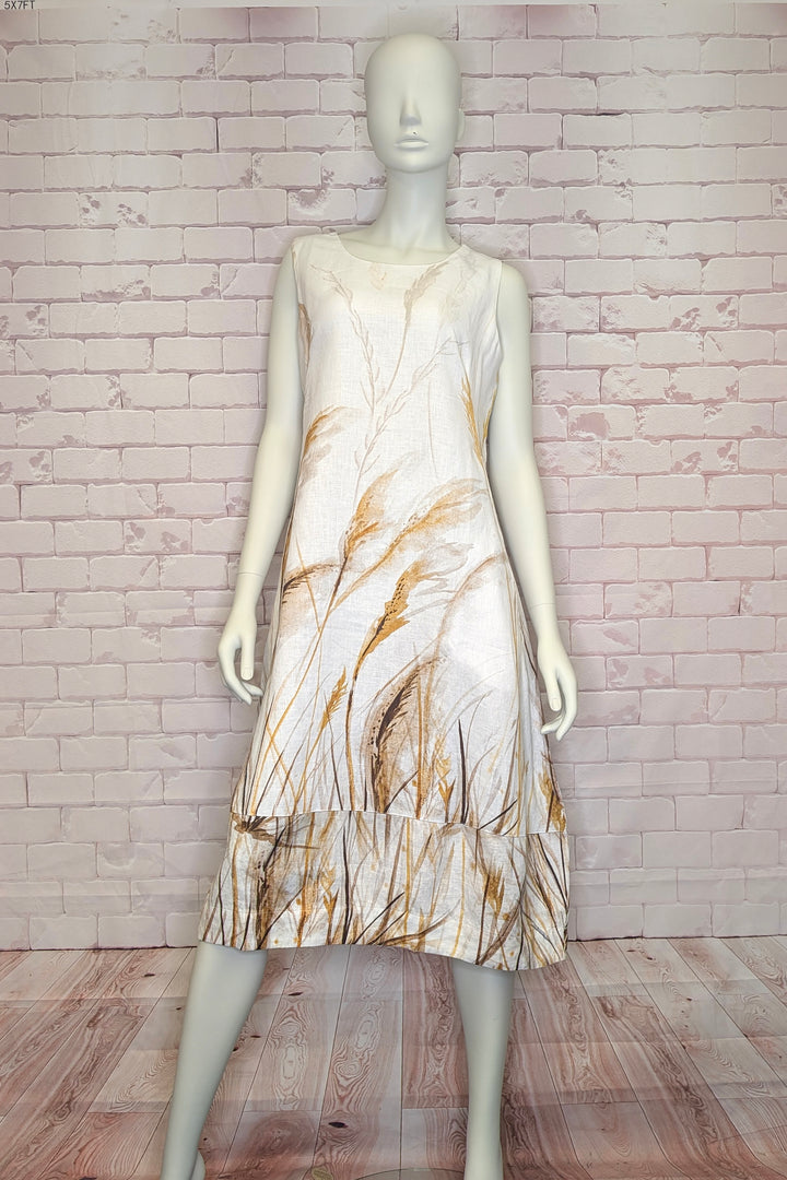 REEDS BY THE SHORE LINEN SLEEVELESS DRESS WITH POCKETS