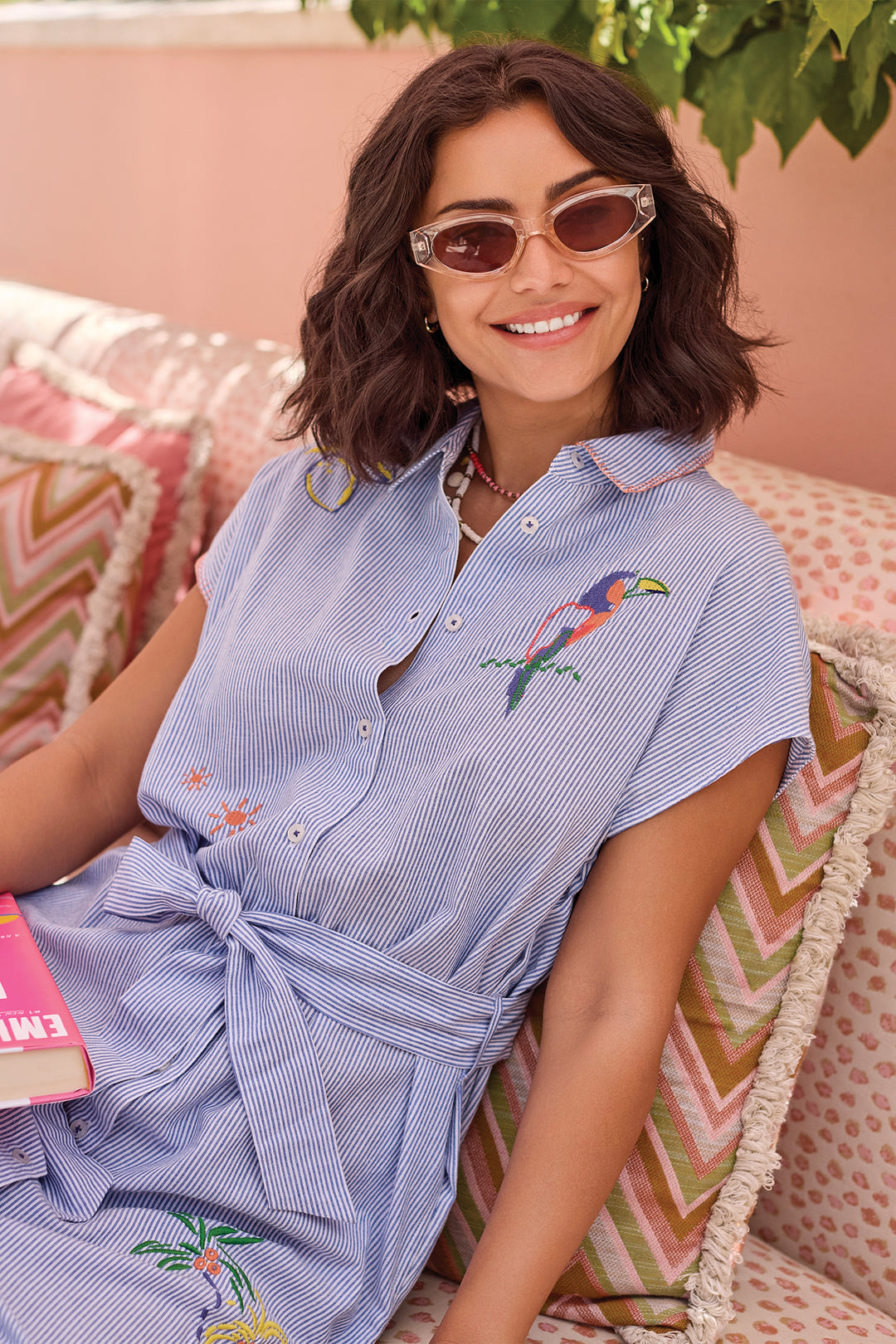green emerald velvet dress Emma Shirt Dress - Linen main image 0