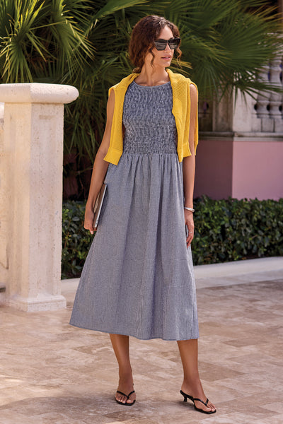 GINGHAM SMOCKED BODICE DRESS – Aldila Boutique