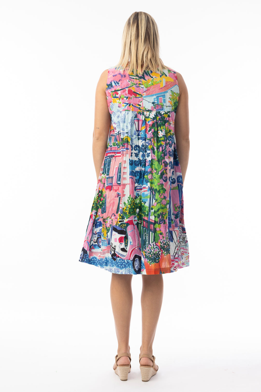 CRINKLE V PLEATED DRESS