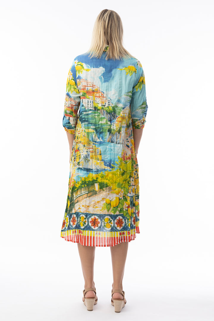 CRINKLE COLLAR MIDI DRESS