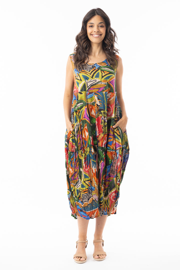 CRINKLE SLEEVELESS BUBBLE DRESS