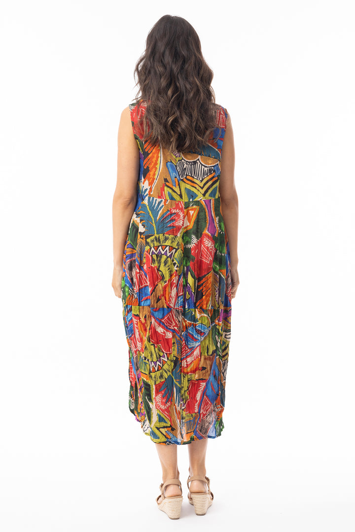 CRINKLE SLEEVELESS BUBBLE DRESS