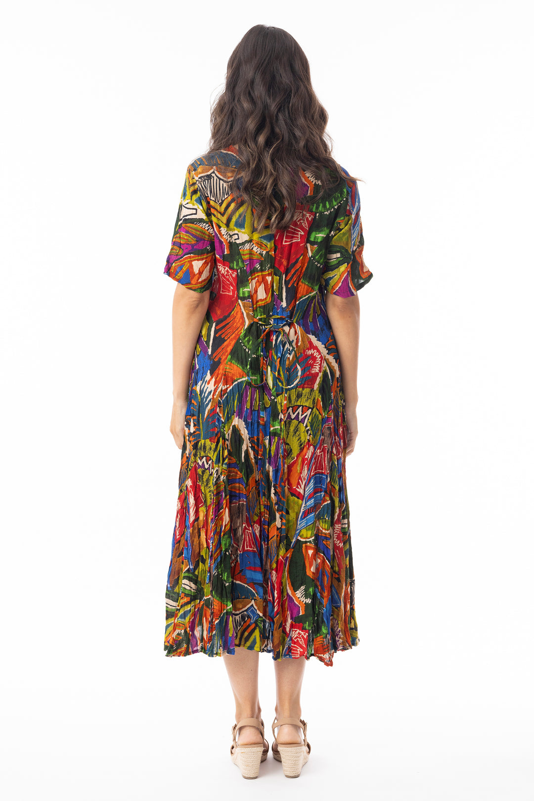 CRINKLE SS GODET DRESS