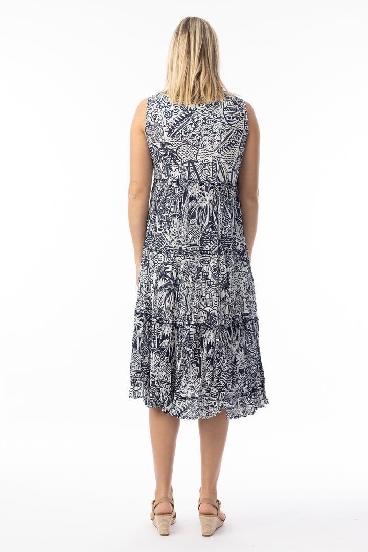 CRINKLE SLEEVELESS BOHO DRESS