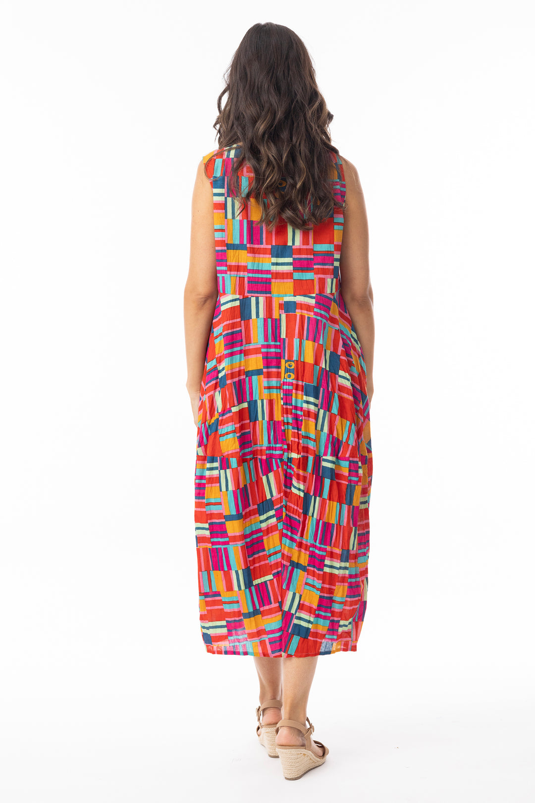 CRINKLE SLEEVELESS BUBBLE DRESS