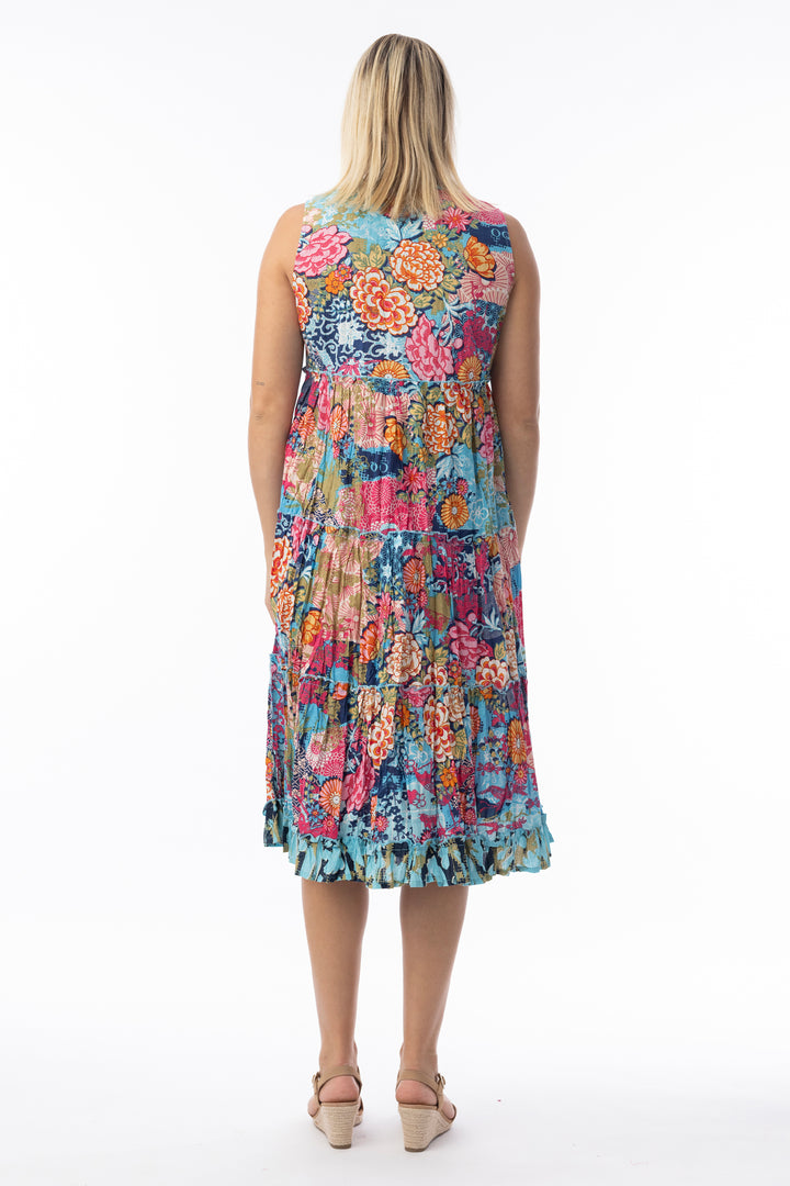 CRINKLE SLEEVELESS BOHO DRESS