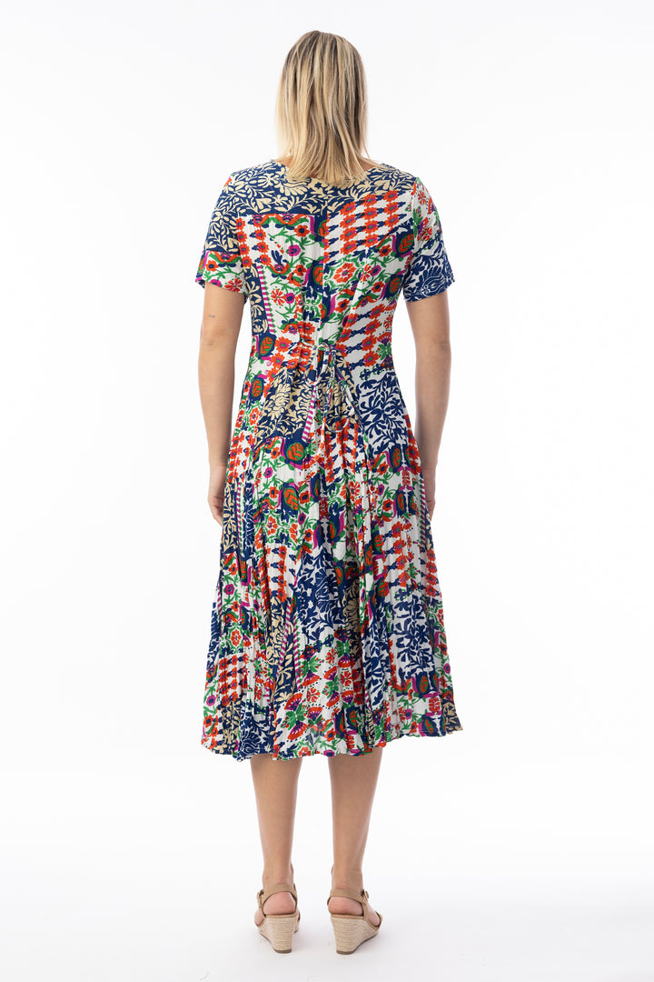CRINKLE SS GODET DRESS