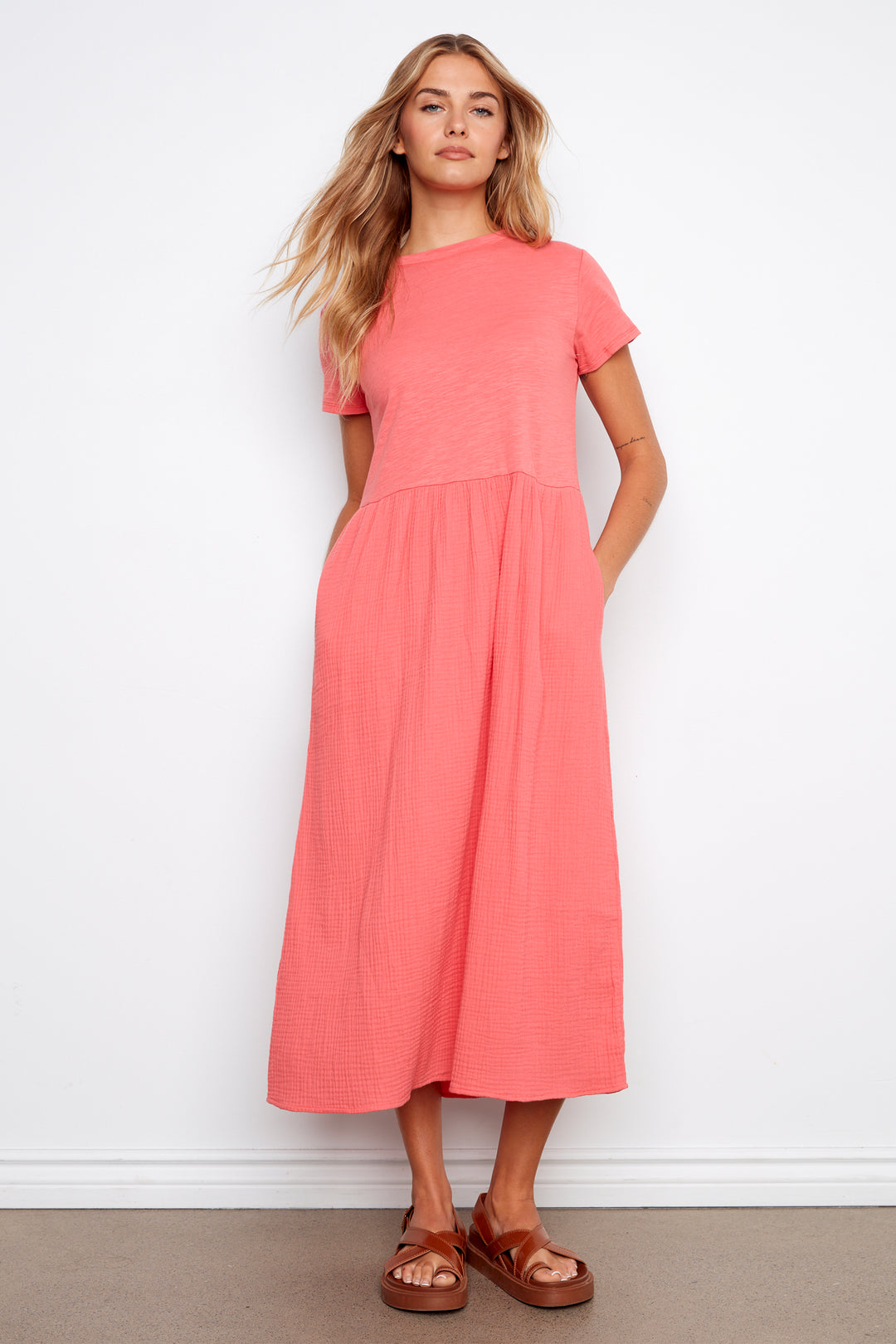 SS DRESS WITH GAUZE
