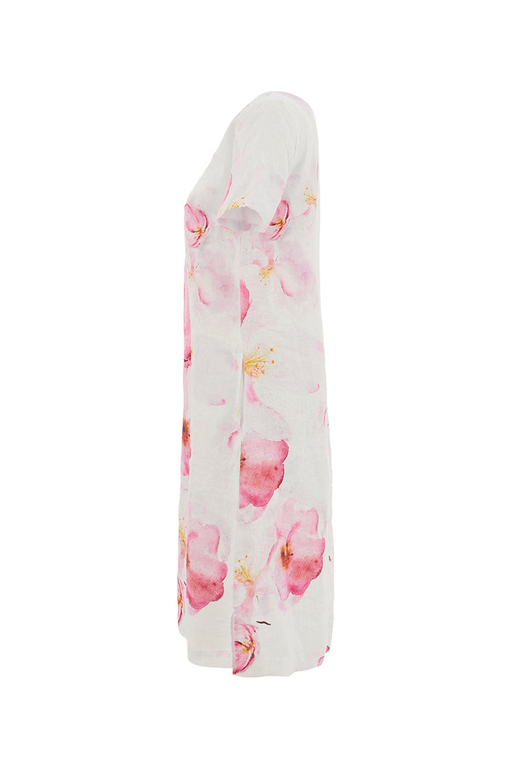 COLOURS OF THE SPRING LINEN SS FIT &amp; FLARE DRESS
