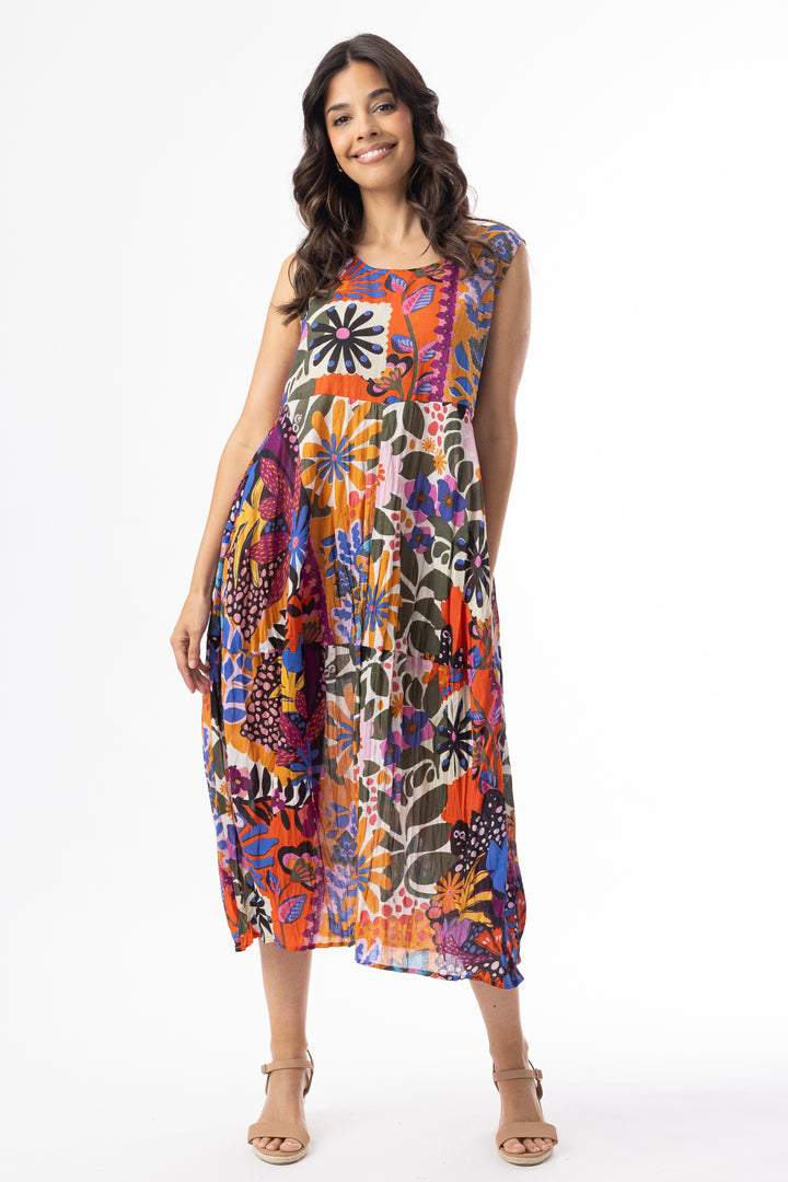 CRINKLE SLEEVELESS BUBBLE DRESS